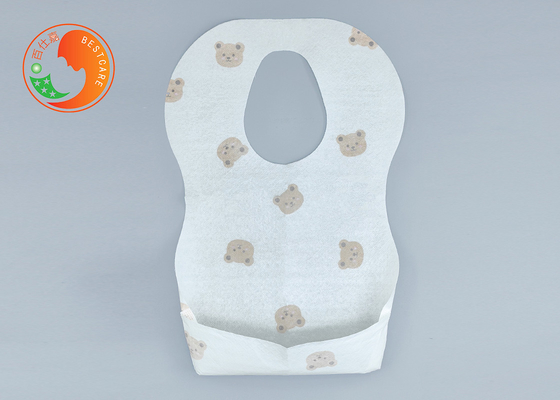 Lightweight Custom Printed Disposable Bibs Foldable With Catch Pocket Tear Resistant Apron