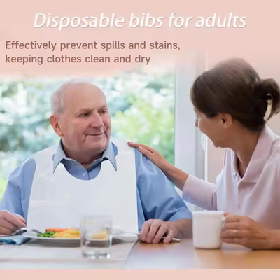 Disposable Adult Dining Bibs Customized With Non Woven Fabric Layers